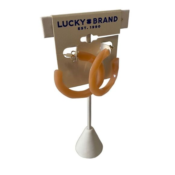 Peach Toned Faceted Resin Hoops. Great Neutral Color. - Picture 2 of 5